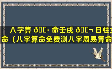 八字算 🌷 命壬戌 🐬 日柱女命（八字算命免费测八字周易算命）